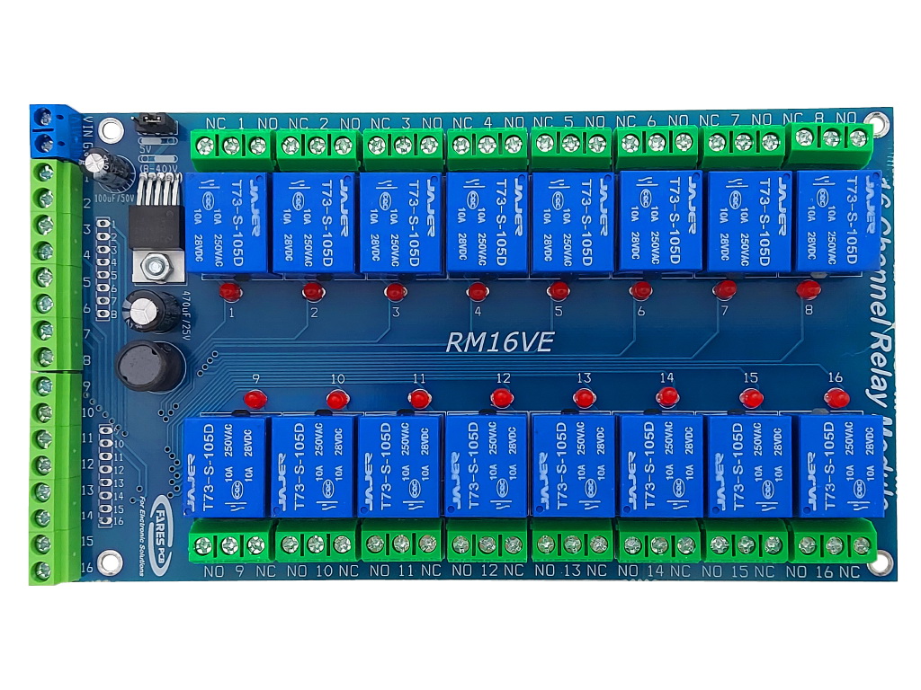16-Channel Active High Relay Module (5-40V) RM16VE – Fares PCB